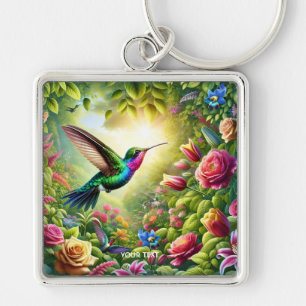 Fantasy Niedliche Blume Rainbow Hummingbird Schlüsselanhänger