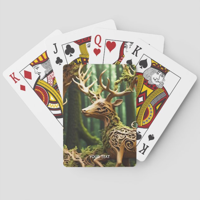 Fantasy Niedliche Holzschnitzerei Spielkarten (Rückseite)