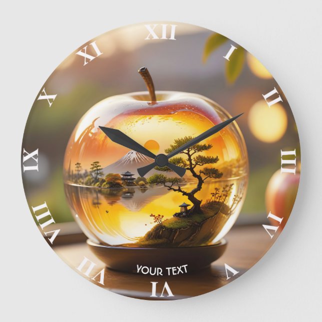 Fantasy Niedliche japanische Apple View Große Wanduhr (Vorderseite)