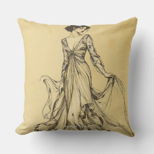 Fantasy Niedliche Lady Pencil Zeichnend Kissen