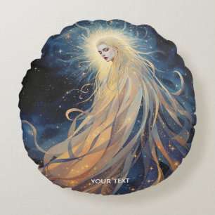 Fantasy Niedliche Lady Space Stars Rundes Kissen