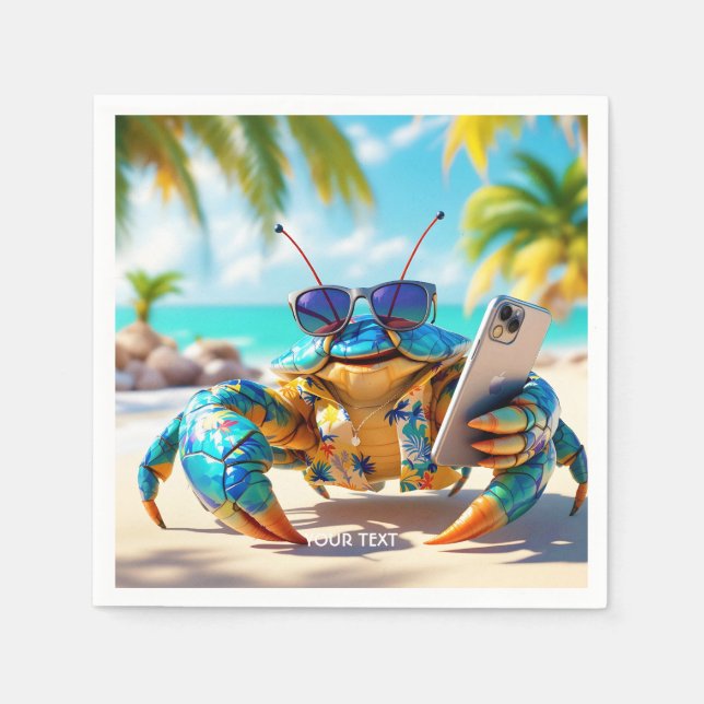 Fantasy Niedliche Muschel Crab Beach Serviette (Vorderseite)