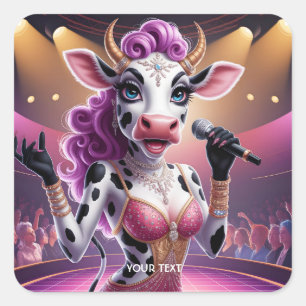 Fantasy Niedliche schöne Kuh Popstar Quadratischer Aufkleber