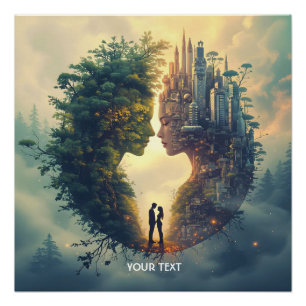 Fantasy Niedlichen Couple Forest City Poster