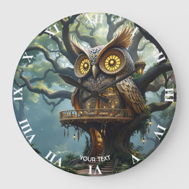 Fantasy-Niedlicher Eukalyptuswald Große Wanduhr (Vorderseite)