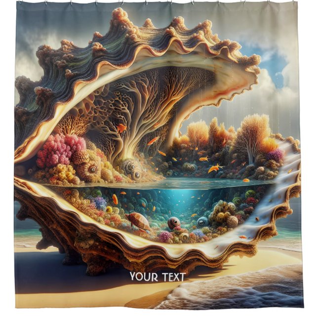 Fantasy Niedlicher Riesensee Muschel Duschvorhang (Vorderseite)
