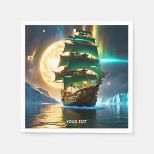 Fantasy Niedlicher Vivid Sea Ship Moon Serviette