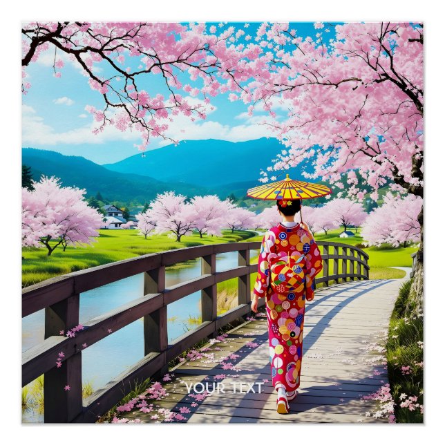 Fantasy Niedliches japanisches Mädchen Wandern Poster (Vorderseite)