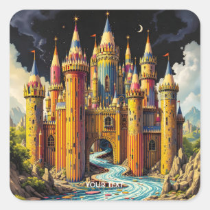 Fantasy Niedliches Schloss von Cappella Santa Mari Quadratischer Aufkleber