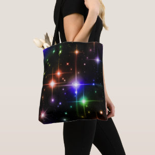 Fantasy Night Sky Colorful Sparkle Stars Schwarz