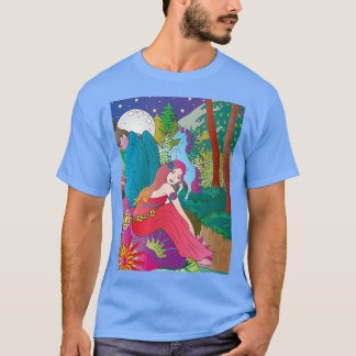 Fantasy Night Time Szene von Einhorn und Märchen i T-Shirt