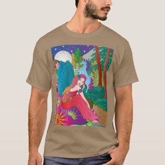 Fantasy Night Time Szene von Einhorn und Märchen i T-Shirt