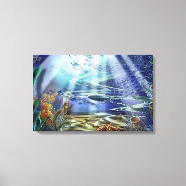 Fantasy Ocean Floor 16x25 Wrapped Canvas Leinwanddruck (Vorderseite)