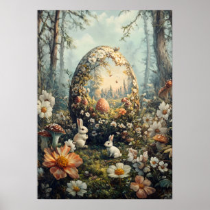 Fantasy Ostereier in Forest Wall Kunst Poster