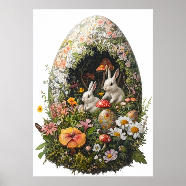 Fantasy Ostereier Wald Bunny Poster (Vorne)