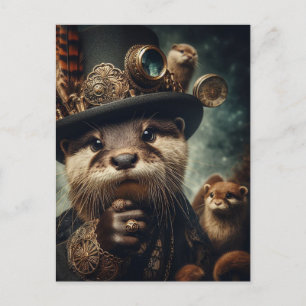 Fantasy Otter Steampunk Postkarte