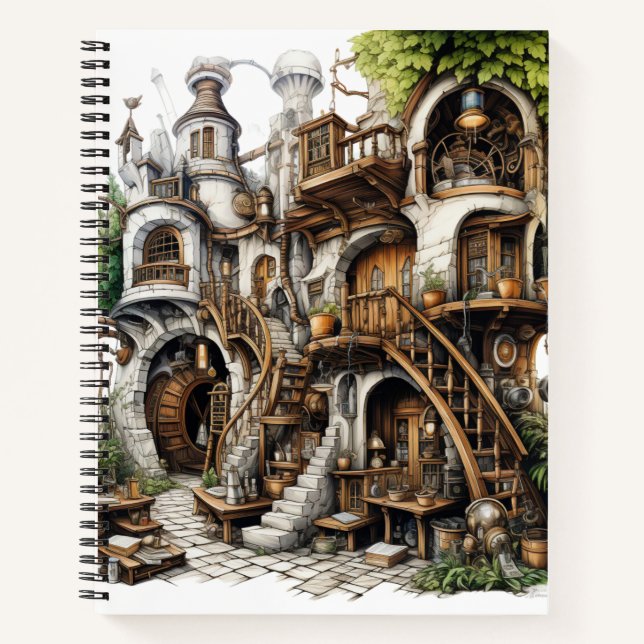 Fantasy Outdoor Castle House Bullet Notebook Notizbuch (Vorderseite)