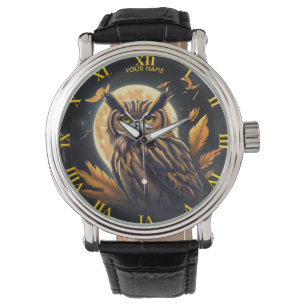 Fantasy Owl Halloween Moon Armbanduhr