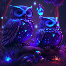 Fantasy Owl in Blue Light Jigsaw Puzzle