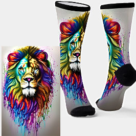 Fantasy Paint Tropfen Bright Rainbow Colors Lion L Socken