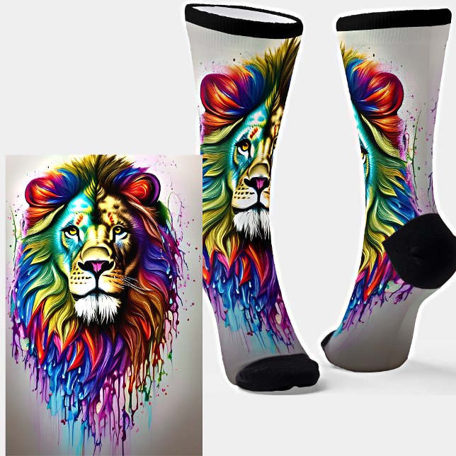 Fantasy Paint Tropfen Bright Rainbow Colors Lion L Socken (Von Creator hochgeladen)