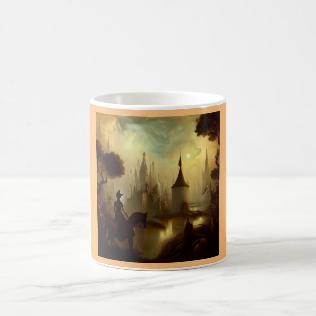 Fantasy Painting 8 - Pferderennfahrer Kaffeetasse (Mittel)