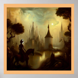 Fantasy Painting 8 - Pferderennfahrer Poster