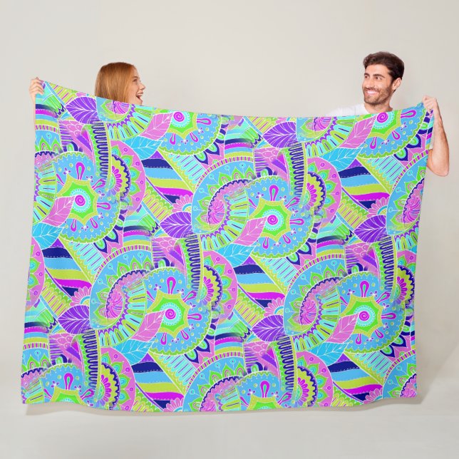 Fantasy Paisley Ornaments Nahtloses Muster 1 Fleecedecke (Beispiel)