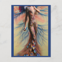 Fantasy Peacock Wedding Dress Fairytale Bridge Pos Postkarte