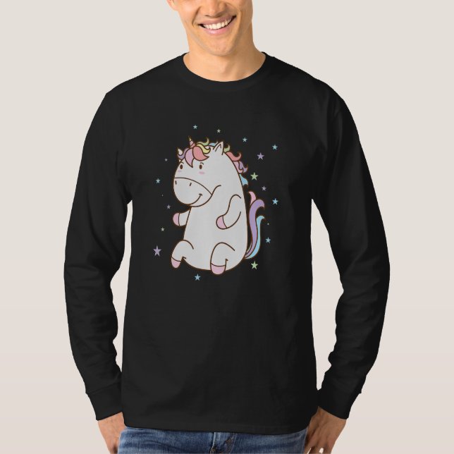 Fantasy-Pferd dick kuschelig Einhorn T-Shirt (Vorderseite)