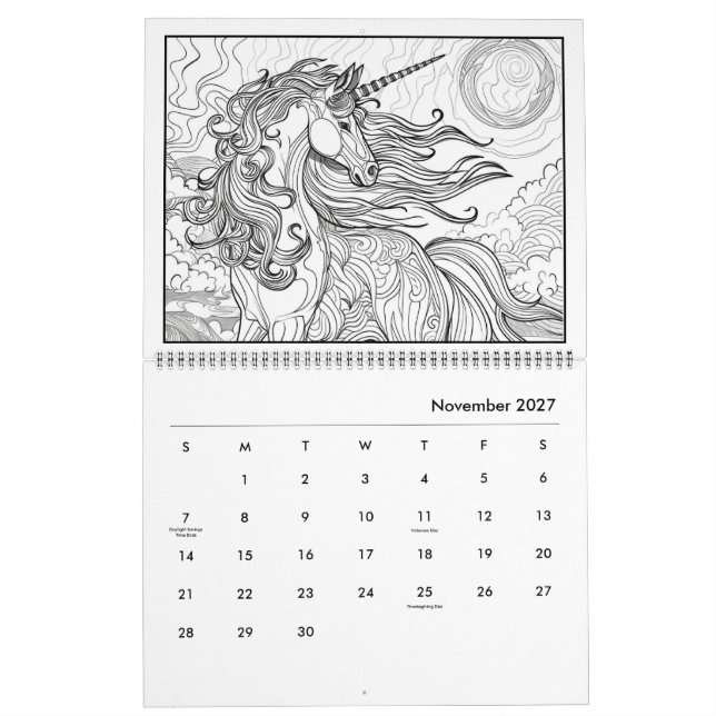 Fantasy-Pferd-Farbkalender Kalender (Nov 2027)