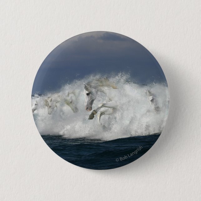 Fantasy Pferde: Meeresmeer Button (Vorderseite)