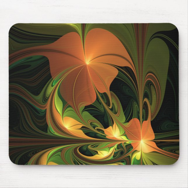 Fantasy-Pflanze Abstrakt Grün Rost Braun Fraktal Mousepad (Vorne)