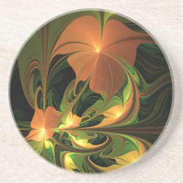 Fantasy-Pflanze Abstrakt Grünes Rost-Braun-Fraktal Getränkeuntersetzer