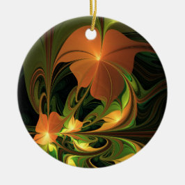 Fantasy-Pflanze Abstrakt Grünes Rost-Braun-Fraktal Keramik Ornament