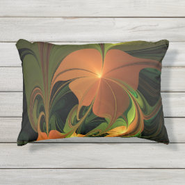 Fantasy-Pflanze Abstrakt Grünes Rost-Braun-Fraktal Kissen Für Draußen