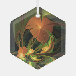 Fantasy-Pflanze Abstrakt Grünes Rost-Braun-Fraktal Ornament Aus Glas