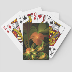 Fantasy-Pflanze Abstrakt Grünes Rost-Braun-Fraktal Spielkarten