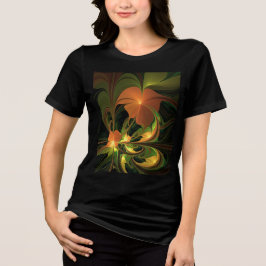 Fantasy-Pflanze Abstrakt Grünes Rost-Braun-Fraktal Tri-Blend Shirt