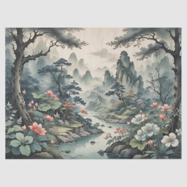 Fantasy Pflanze and Blume Forest Tissue Paper Seidenpapier (Vorderseite)