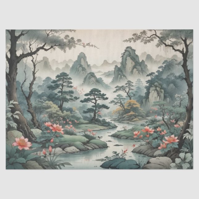 Fantasy Pflanze and Blume Forest Tissue Paper Seidenpapier (Vorderseite)