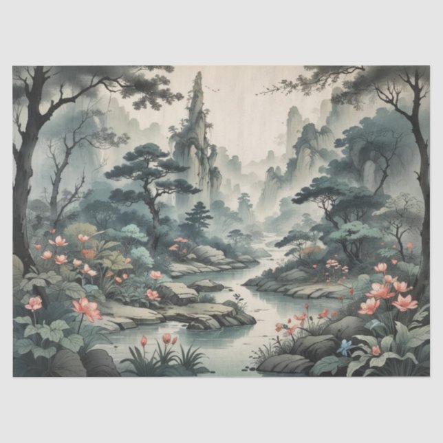 Fantasy Pflanze and Blume Forest Tissue Paper Seidenpapier (Vorderseite)
