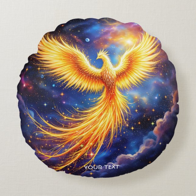 Fantasy Phoenix Stars Space Rundes Kissen (Vorderseite)