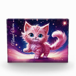 Fantasy pink flauschig kitten hellblaue Augen Kuns Fotoblock