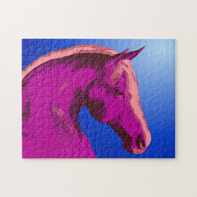 Fantasy Pink Horse Face Abstrakt Puzzle (Horizontal)
