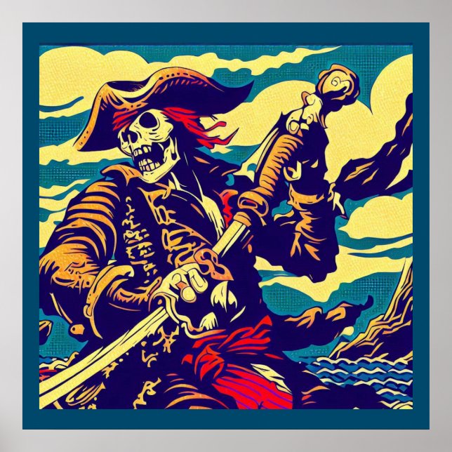 Fantasy Pirate Anime - Holzschnitt 1 Poster (Vorne)