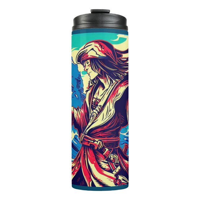 Fantasy Pirate Anime - Holzschnitt 2 Thermosbecher (Vorderseite)