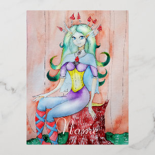 Fantasy Pixie Fairy Thunder_Cove Folien Feiertagspostkarte