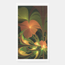 Fantasy Plant Abstract Green Rust Brown Fractal Serviette