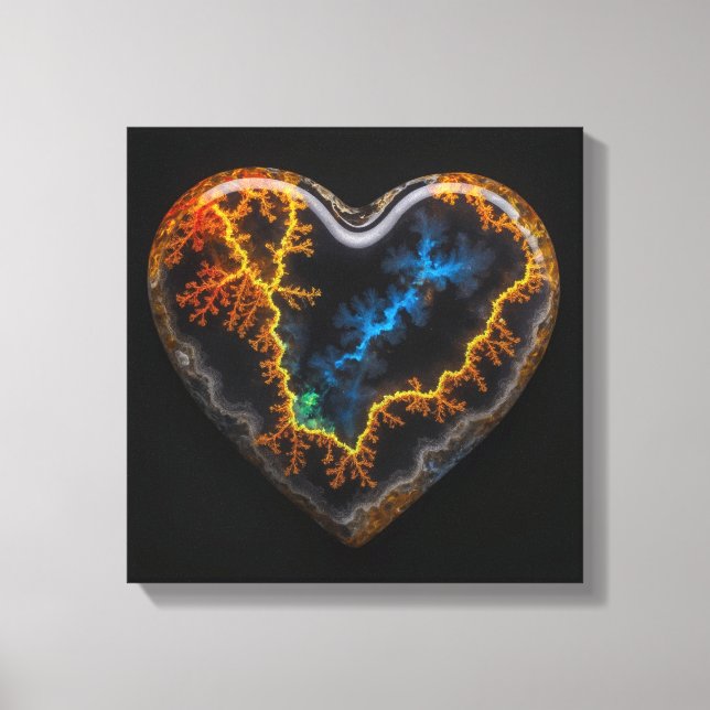 Fantasy Plume Agate Heart Canvas Print Leinwanddruck (Vorderseite)